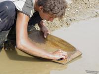 Промывка золота на лотке