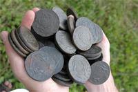 Клад десятков 217 штук 10 копеек «Сибирь» 1766-1780 гг. Найден металлодетектором Explorer SE.