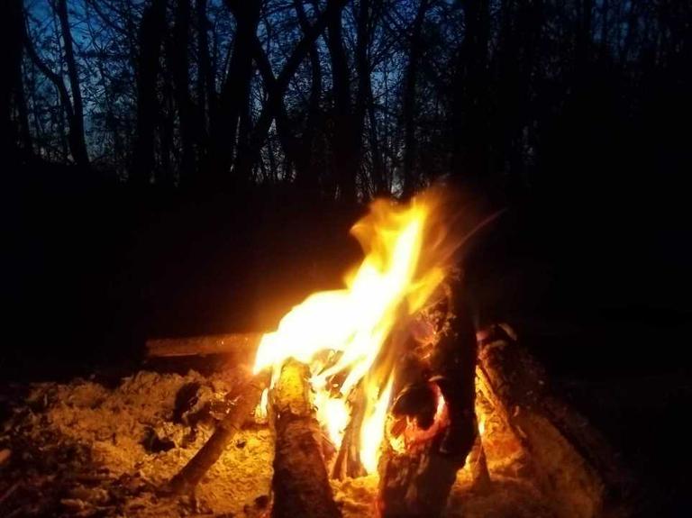 В ночном лесу костер горел...