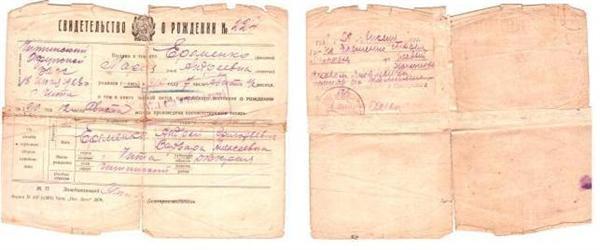 Свидетельство о рождении