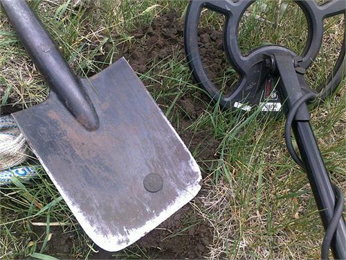 Копейка 1911 г. На трофейной немецкой лопате 1944 г. (REX)