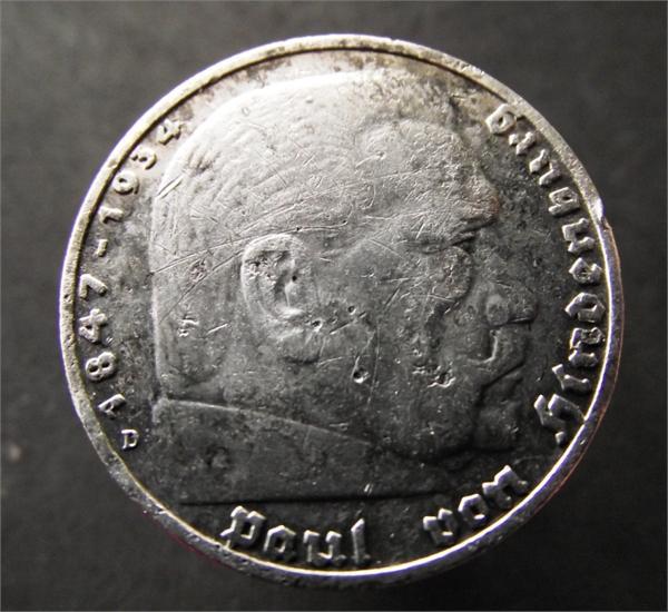 5 марок 1936 г. серебро