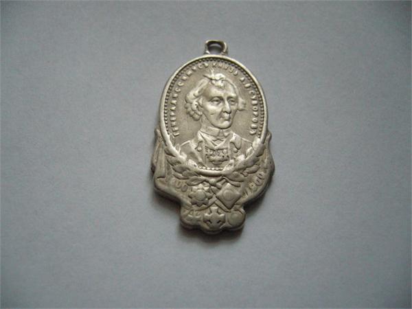 Памятный медальон к 100-летию смерти Суворова, серебро 8гр.