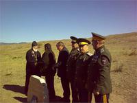 У памятного знака в честь 345-летия Селенгинска.