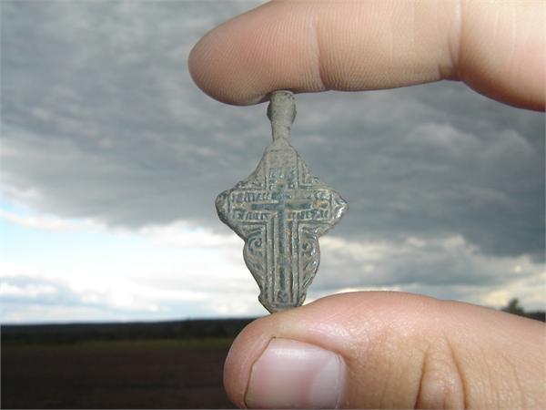 Крест нательный. Медный сплав, литье. XVIII - нач. XX в. 62x34 мм