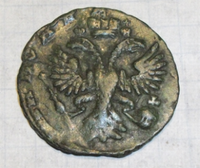 Деньга 1731 год.Перечекан.