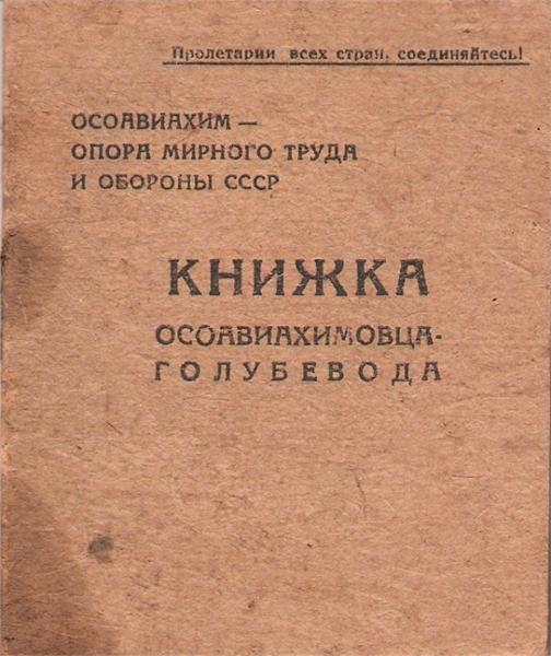 Книжка ОСОАВИАХИМовца-Голубевода